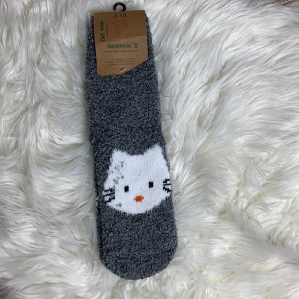 3/$12 • NWT • ChirpySocks • Fuzzy Cat Socks • 4-10